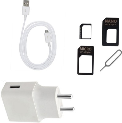 DAKRON Wall Charger Accessory Combo for Mobiistar C1 Shine(White)