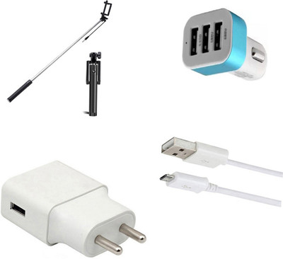 DAKRON Wall Charger Accessory Combo for Infinix Note 5 Stylus(White)