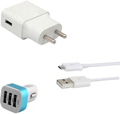 DAKRON Wall Charger Accessory Combo for Vivo Y91(White)