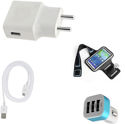 DAKRON Wall Charger Accessory Combo for XOLO Era 4X(White)