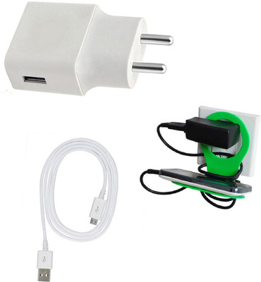 DAKRON Wall Charger Accessory Combo for Samsung Galaxy M10(White)