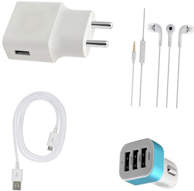 DAKRON Wall Charger Accessory Combo for XOLO Era 4X(White)