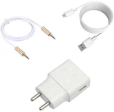 DAKRON Wall Charger Accessory Combo for Mobiistar X1 Notch(White)