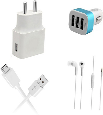 DAKRON Wall Charger Accessory Combo for OPPO A7(White)