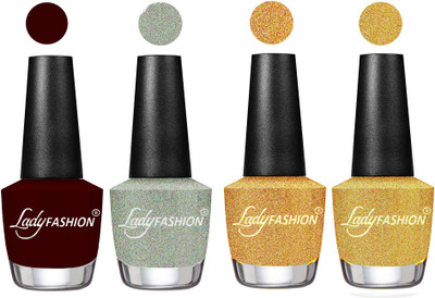 

Lady Fashion UV Soak Off Nail Growth Gel Nail Polish Maroon, Silver, Golden, Chrome(Pack of 4)