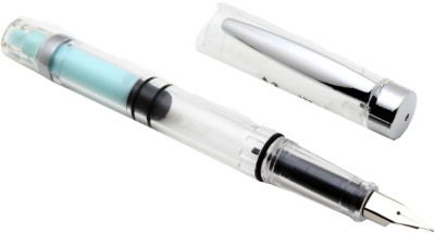 Ledos Demonstrator Safari Piston Fine Nib With Chrome Trims - Blue Fountain Pen(converter mechanism)