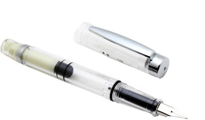 Ledos Stylish Demonstrator Safari Piston Fine Nib With Chrome Trims - Yellow Fountain Pen(Ink Color - converter mechnaism)