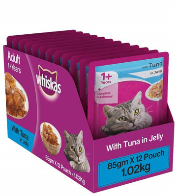 

Whiskas Whiskas Adult Wet Cat Food, Tuna in Jelly – 85 g (1.02 kg, 12 Pouches) Egg 1.02 kg Dry Cat Food(Pack of 12)