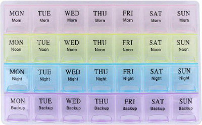 

PHDstore 7 Days Weekly Transparent 21 Compartment Lid Tablet Holder Medicines Storage Organizer Case Container Pill Box(Multicolor)