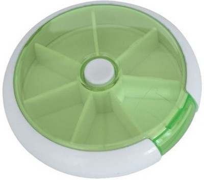 

Adhbhud 7 Days Round Pill Box 7 Compartment Medicine Tablet Case Storage Dispenser Holder Pill Box(Green)