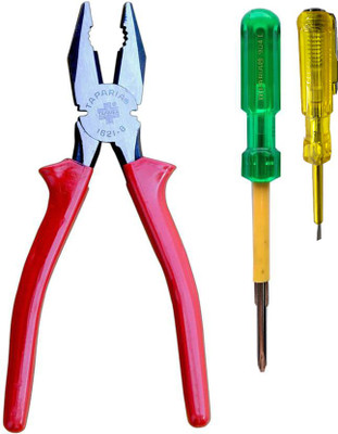 TAPARIA 1621-8 inch cutting plier heavy duty and 904 i 2 in 1 phillips and slotted screwdriver and analog tester pack of 3 Hand Tool Kit(3 Tools)