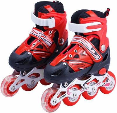 Assemble Inline Skates Size Adjustable All Pure PU Wheels it has Aluminum-Alloy which is Strong with LED Flash Light on Wheels In-line Skates - Size 38-42 UK(Multicolor)