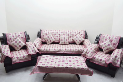 A.P HANDLOOM Polyester Floral Sofa Cover(PINK Pack of 18)