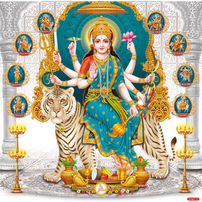 god & god's 60 cm Shera Mata Sparkle Digital Picture Self Adhesive Sticker(Pack of 1)