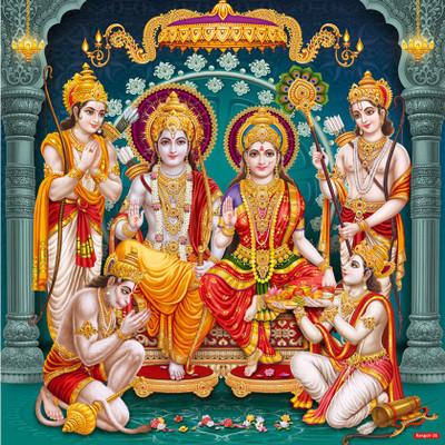 god & god's 60 cm Ram Darbar Sparkle Digital Picture Self Adhesive Sticker(Pack of 1)