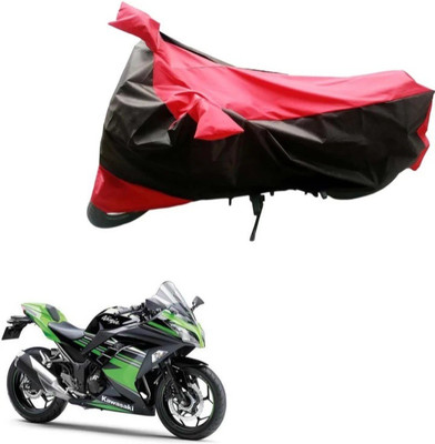 KAROBAR Two Wheeler Cover for Kawasaki(Ninja 300, Black, Red)