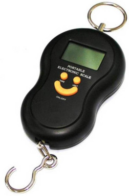 

Zelenor 50Kg Portable Hanging Luggage Weight Machine Digital for Weighing Household Items Smiley Pocket Weighing Scale(Black)