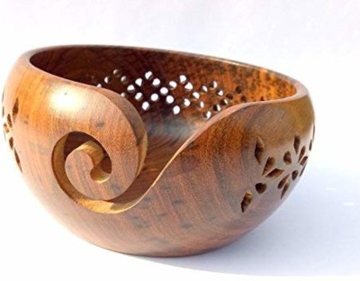 Fashion Passion India Wooden Decorative Bowl Handmade Indian Rosewood Wooden Yarn Bowl, Knitting Yarn Holder and Organizer - Perfect for Mother's Day! 6 x 3 Inches(Pack of 1, Brown)