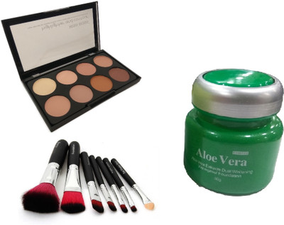 

Miss Boss kb aloe vera foundation and kb concealer kit + hk black brushes(set of 7) combo(Set of 3)