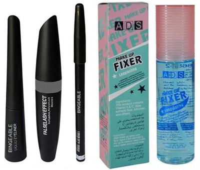 

Bingeable (3in1) Eyeliner,Mascara & Eyebrow Pencil Set With Makeup Fixer Spray(Set of 2)