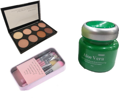 

Miss Boss kb aloe vera foundation 50gm and kb concealer kit + hk pink brushes combo(Set of 3)