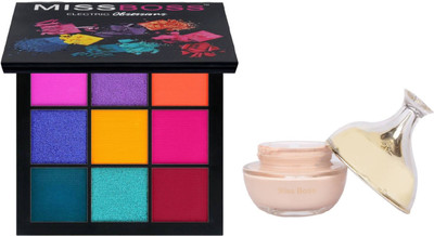 

Miss Boss Eyeshadow Palette - Electric obsession 10.0 g and glam poreless oil free foundation combo(Set of 2)