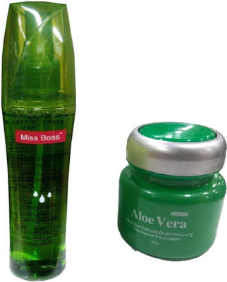 

Miss Boss kb aloe vera foundation 50gm and Aloe Vera Make Up Fixing Spray Primer - 160 ml combo(Set of 2)