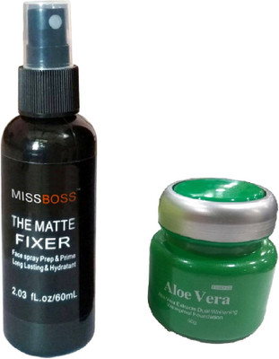 

Miss Boss kb aloe vera foundation 50gm and hb matte fixer Primer - 60 ml combo(Set of 2)