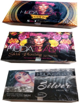 

Huda Beauty Gold Facial kit & Skin Plosing Facial Kit & Silver Facial Kit. 1560 g(Set of 3)