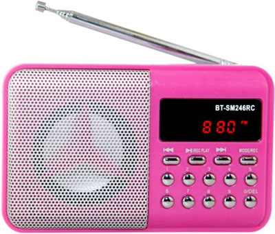 

Fangtooth BT- SM246 Portable Fm radio Support Memory Card, USB Pen-drive, Aux in & Recording FM Radio(Pink)