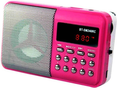 

Fangtooth BT- SM246 Portable Mini Fm Radio with Digital Display Support USB Pen-drive, Memory Card, Aux in & Recording FM Radio(Pink)