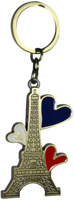 kd collections Eiffel Tower Hearts Keychains Metal Golden Color Key Chain