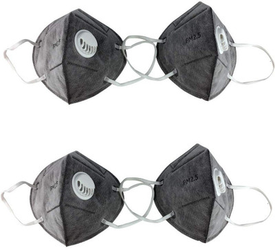 

mra fashion PM2.5 Grey 4 piece Anti Pollution Face Mask with Activated Carbon- Filter, PM2.5 Filtration, Adjustable Nose Clip: for Men/Women grey Mask