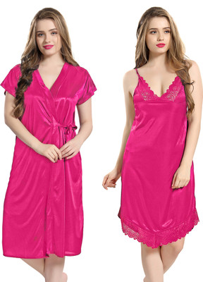 AV2 Women Nighty with Robe(Pink)