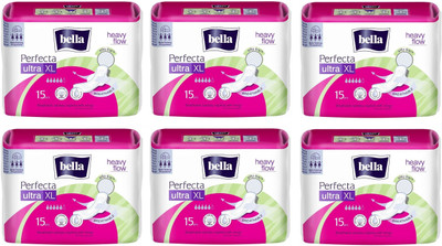 

BELLA Perfecta Heavy Flow Ultra Thin Sanitary Napkins - 90 Pieces (XL) Sanitary Pad(Pack of 6)