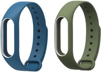 Epaal Dual Color Strap for Mi Band 2 &amp; Mi Band HRX (Blue-Whitelin &amp; Army Green-white) Smart Band Strap  (Blue, Green)