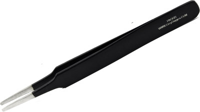 

PagKis Blunt Round Tip Black Coated Stainless Steel Straight Tweezer For Eyebrow Making