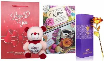 Natali Traders Artificial Flower, Soft Toy, Greeting Card Gift Set