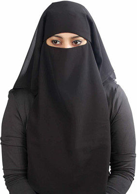 BINISH Polyester Self Design, Solid Abaya(Black)