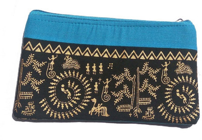 

Traditional Crafts Hand Purse Worli Print Multipurpose Bag(Light Blue, 8 inch)
