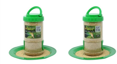 AMIJIVDAYA Small Bird Food Feeder with Holding Handle Pack of 1 Window Bird Feeder Bird Feeder(Clear, Green)