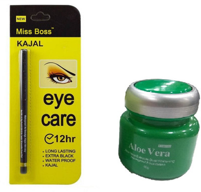

Miss Boss kb aloe vera foundation and waterproof kajal combo(Set of 2)