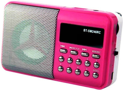 Fangtooth Digital Radio Fm Music Player B T- SM246 Support USB , Memory Card, Aux in & Recording FM Radio(Pink)