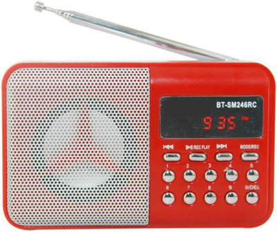 

Fangtooth Portable Digital Radio Fm BT- SM246 Support USB, Memory Card, Aux in & Recording FM Radio(Red)