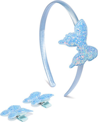 

Ayesha Kids Blue Glitter Hair Band & Blue Butterfly Hair Clip Hair Accessory Set(Blue)