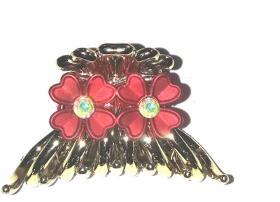 

Shrungarika Traditional Hair Claw, Hair Clip, Bun Clip, Back Pin, Hair Pin(Red, Gold)