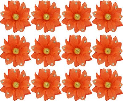 

MORGES Combo Set Of 12 Flower Clips For Girls Wedding Party Wear Hair Accessories, Pack Of 1 Hair Clip(Red)