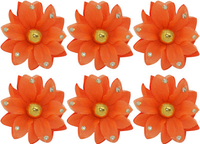 

MORGES Hair Styling Flower Clips Accessories For Girls wedding and Party Wear Use Set Of 6 Pack Of 1 Hair Clip(Red)