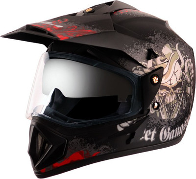 VEGA Off Road D/V Gangster Motorsports Helmet(Dull Black Red)