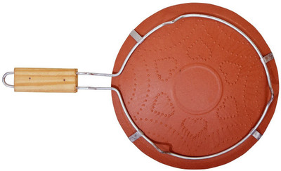 SATYAM CRAFT Clay / Terracotta Desi Tawa with Handle & Stand For Making Roti Tawa 20 cm diameter(Earthenware, Non-stick)